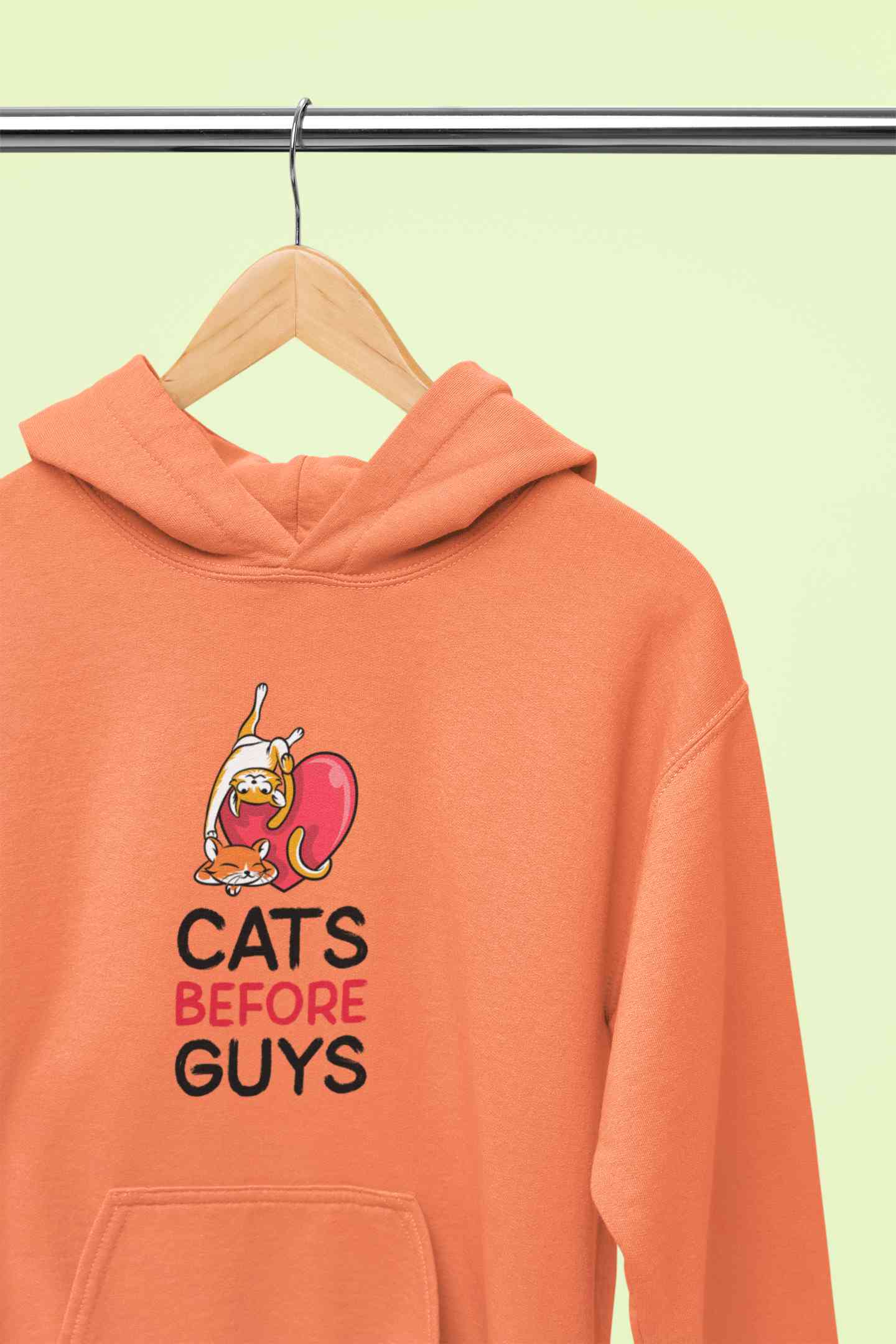 Cats Before Guys Quotes Graphics Hoodies for Women-FunkyTeesClub