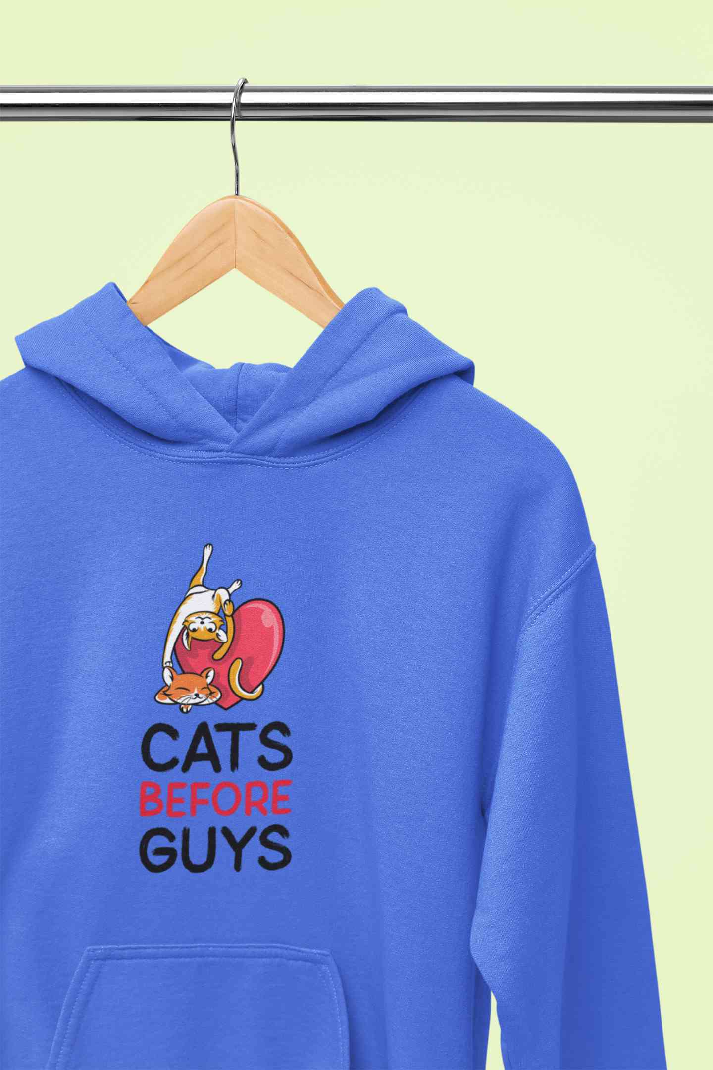 Cats Before Guys Quotes Graphics Hoodies for Women-FunkyTeesClub
