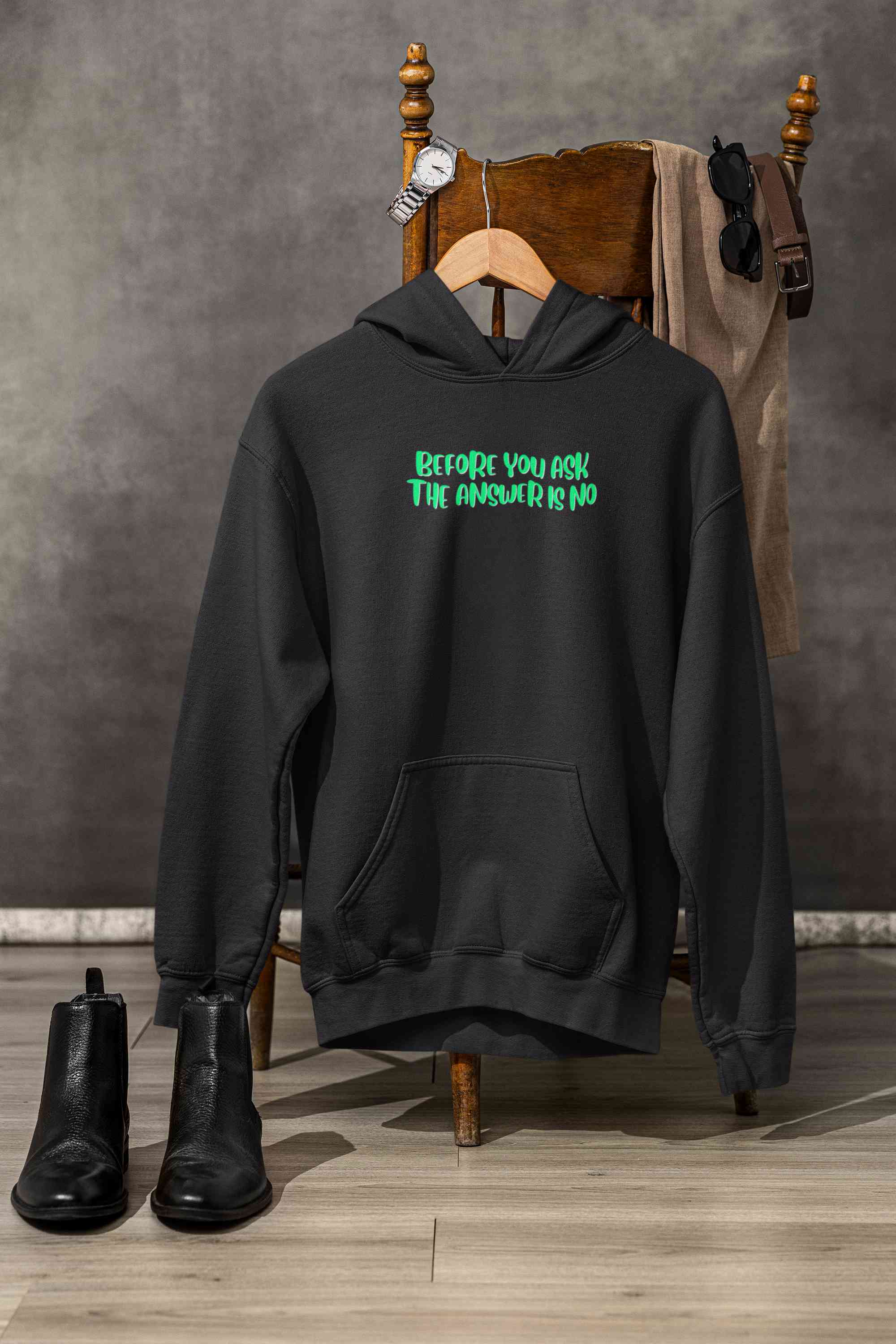 The Answer Is No Men Hoodies-FunkyTeesClub