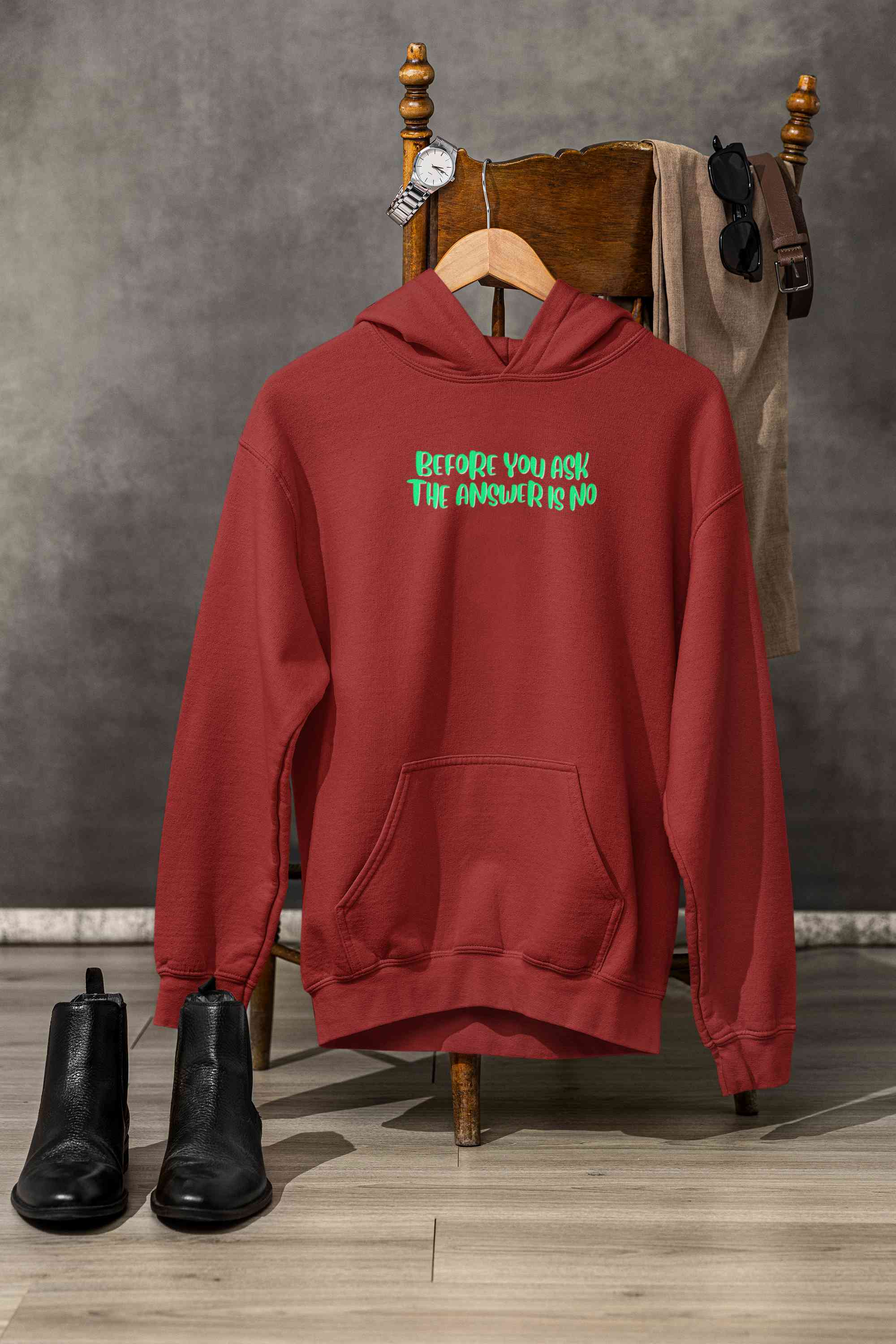 The Answer Is No Men Hoodies-FunkyTeesClub