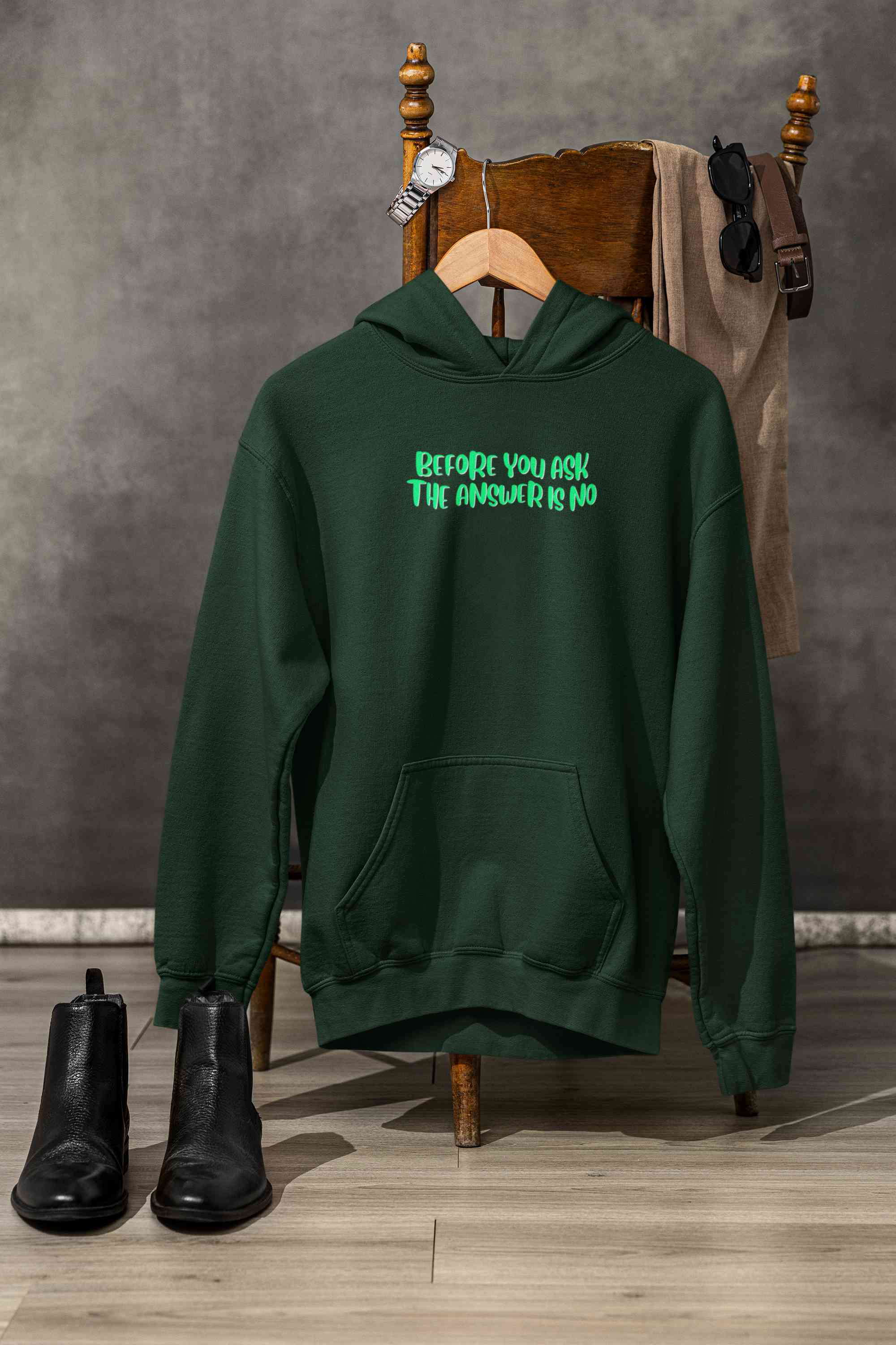 The Answer Is No Men Hoodies-FunkyTeesClub