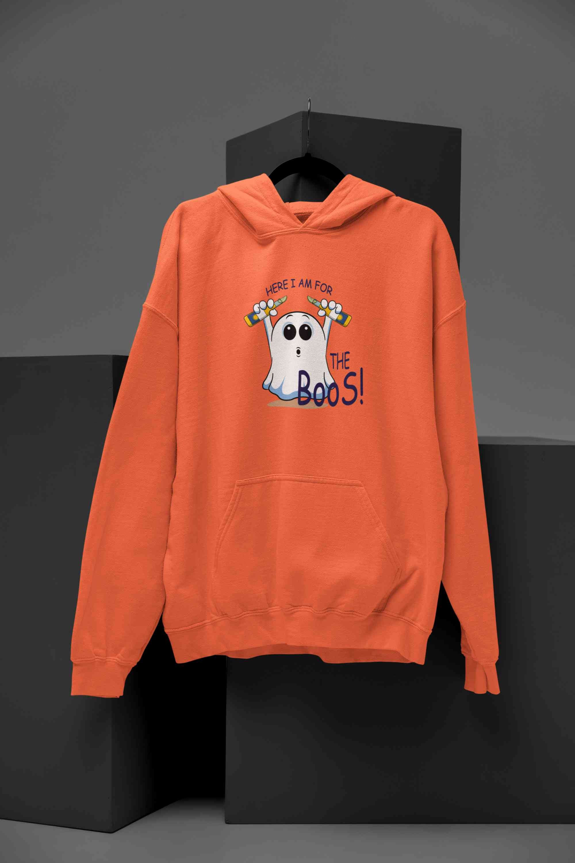 Here For The Boos Funny Graphics Quotes Hoodies for Women-FunkyTeesClub