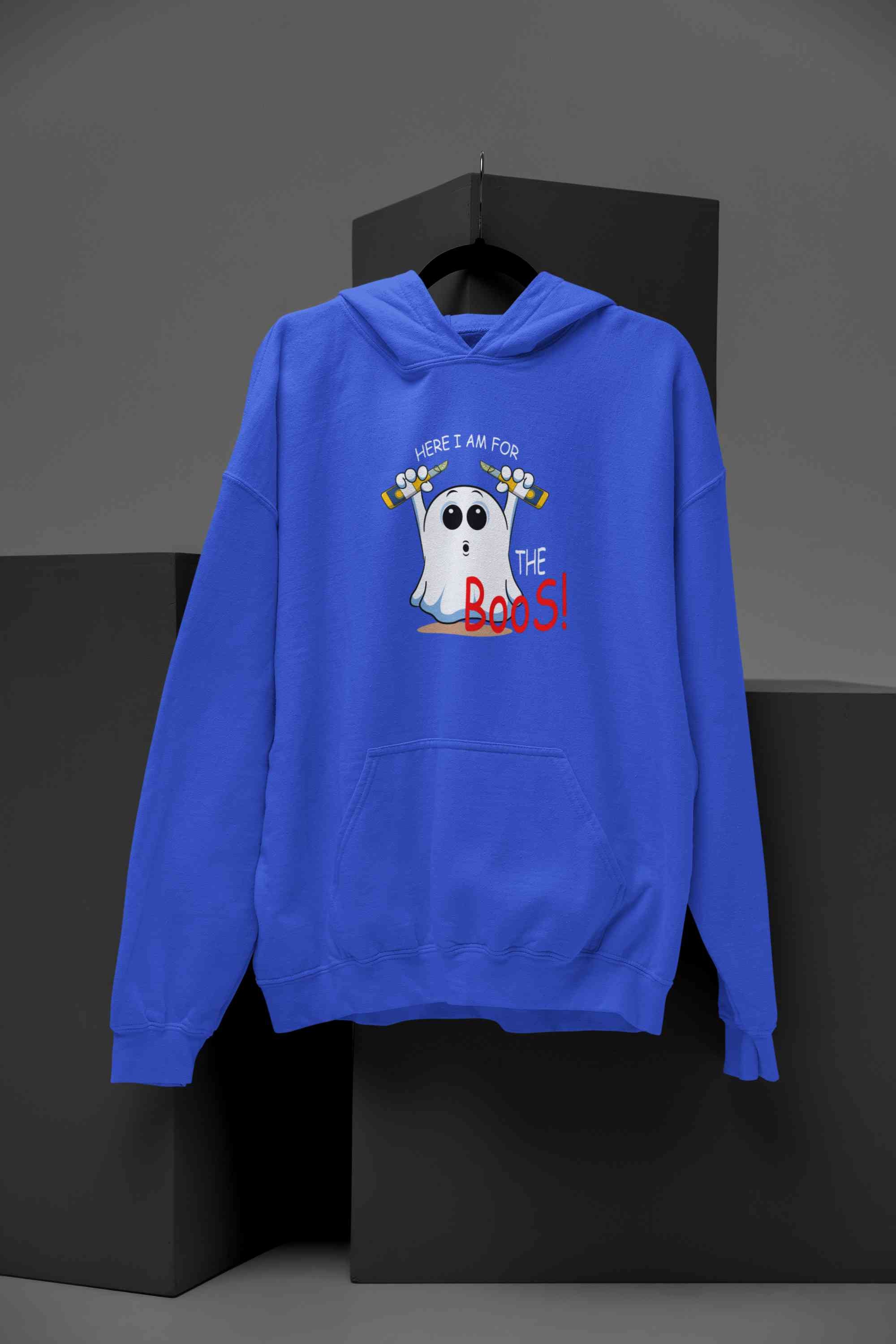 Here For The Boos Funny Graphics Quotes Hoodies for Women-FunkyTeesClub