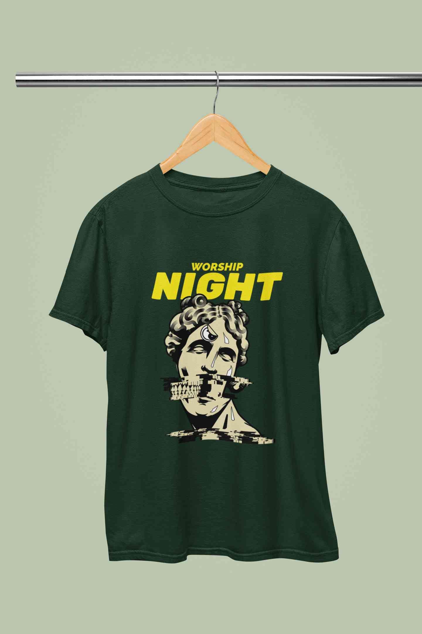 Worship Nights Mens Half Sleeves T-shirt- FunkyTeesClub