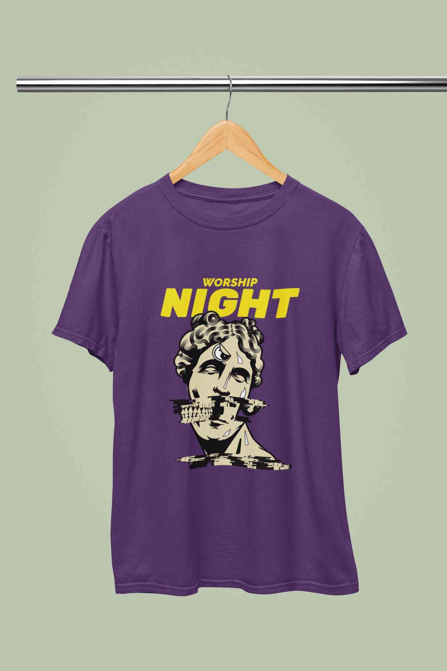 Worship Nights Mens Half Sleeves T-shirt- FunkyTeesClub