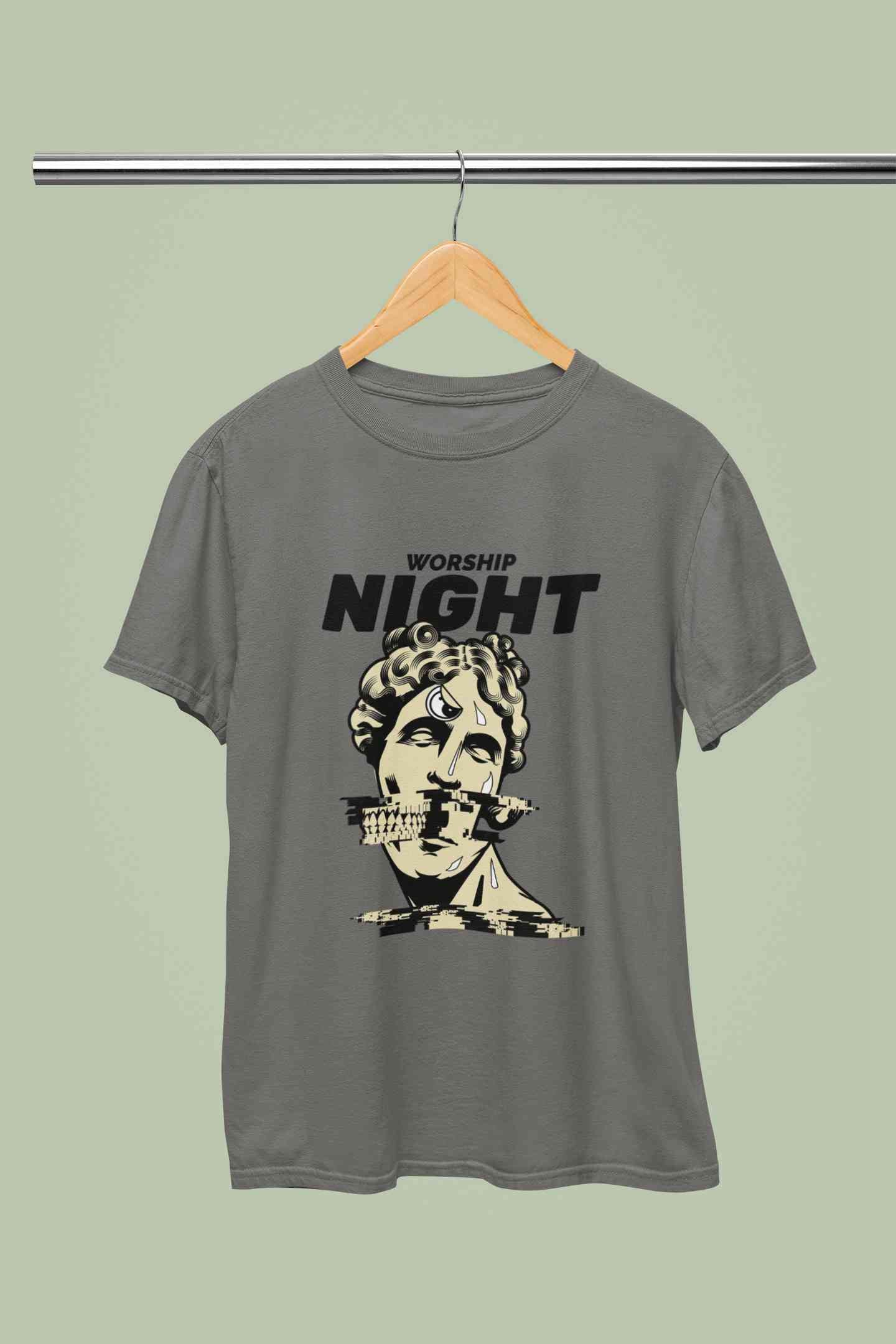 Worship Nights Mens Half Sleeves T-shirt- FunkyTeesClub