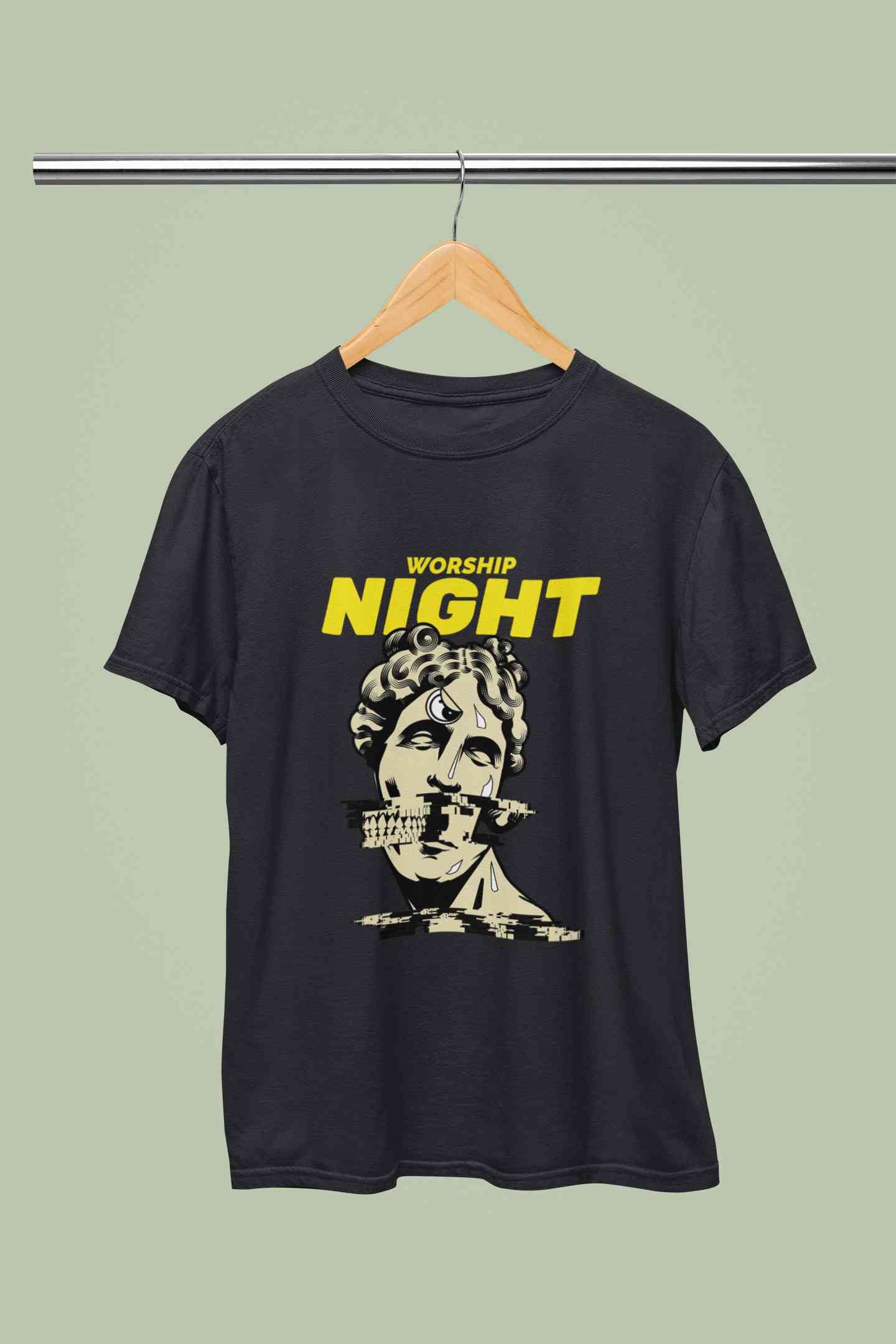 Worship Nights Mens Half Sleeves T-shirt- FunkyTeesClub