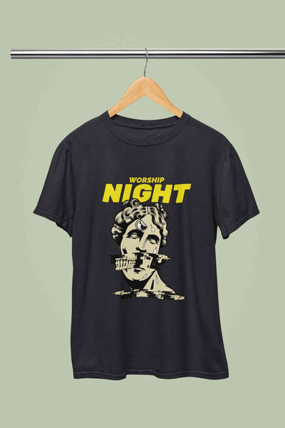 Worship Nights Mens Half Sleeves T-shirt- FunkyTeesClub