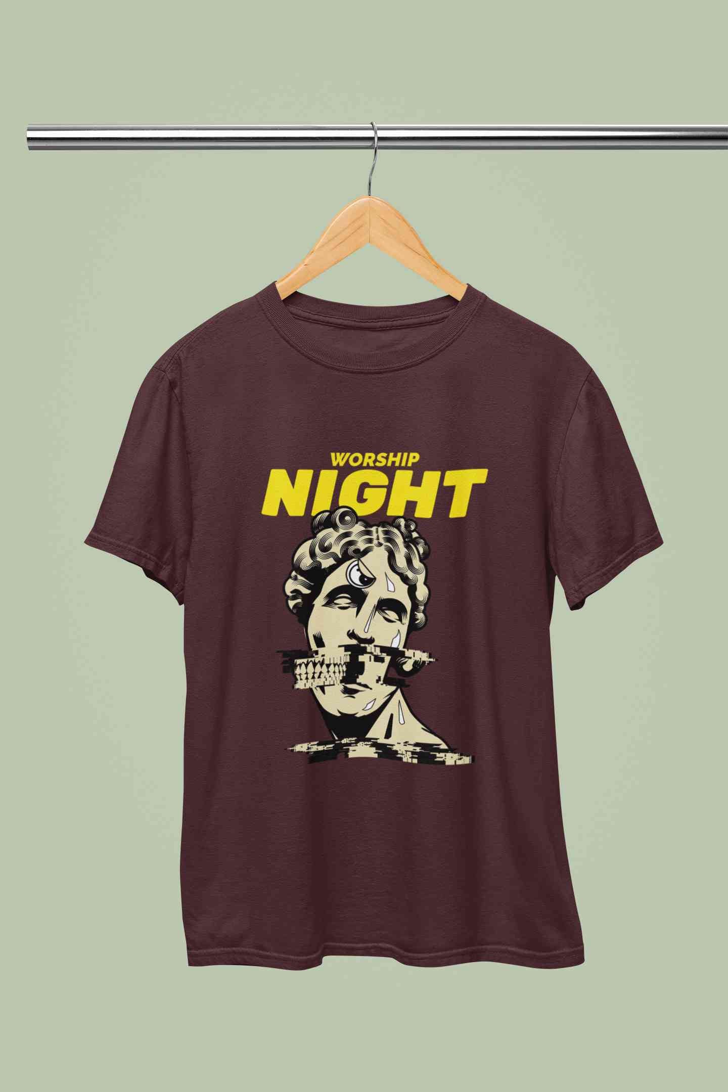 Worship Nights Mens Half Sleeves T-shirt- FunkyTeesClub