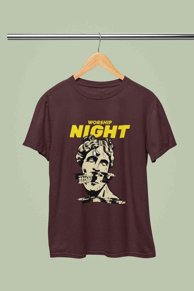 Worship Nights Mens Half Sleeves T-shirt- FunkyTeesClub