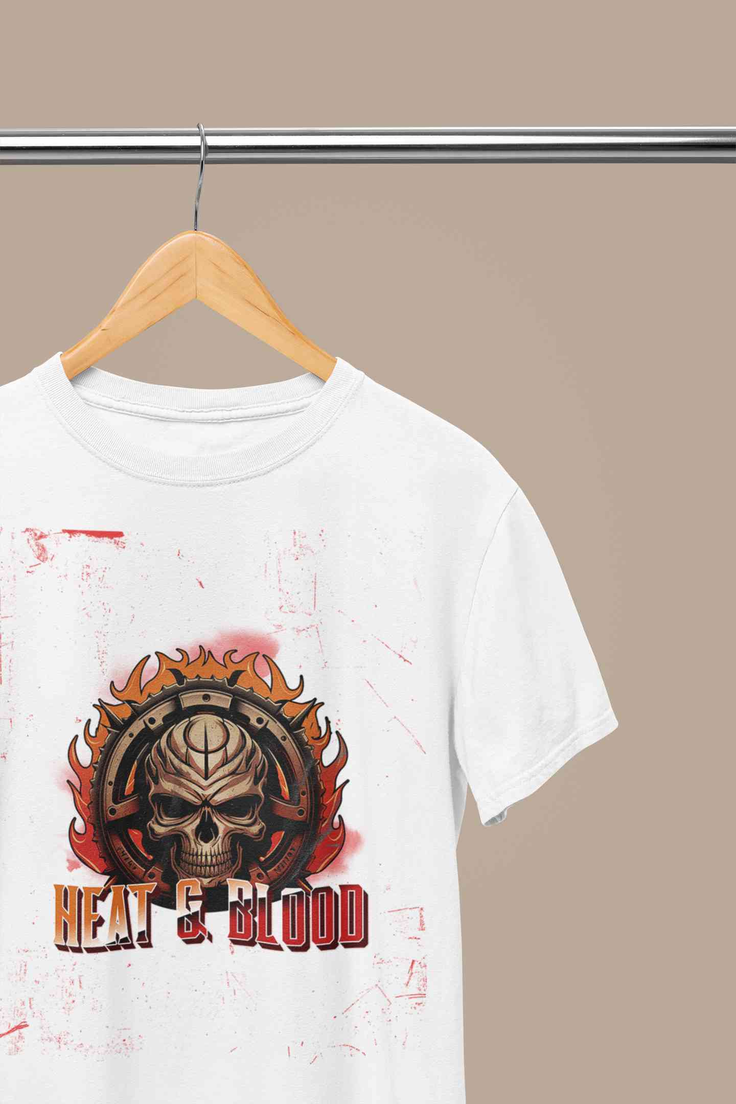 Flaming Skull Mens Half Sleeves T-shirt- FunkyTeesClub