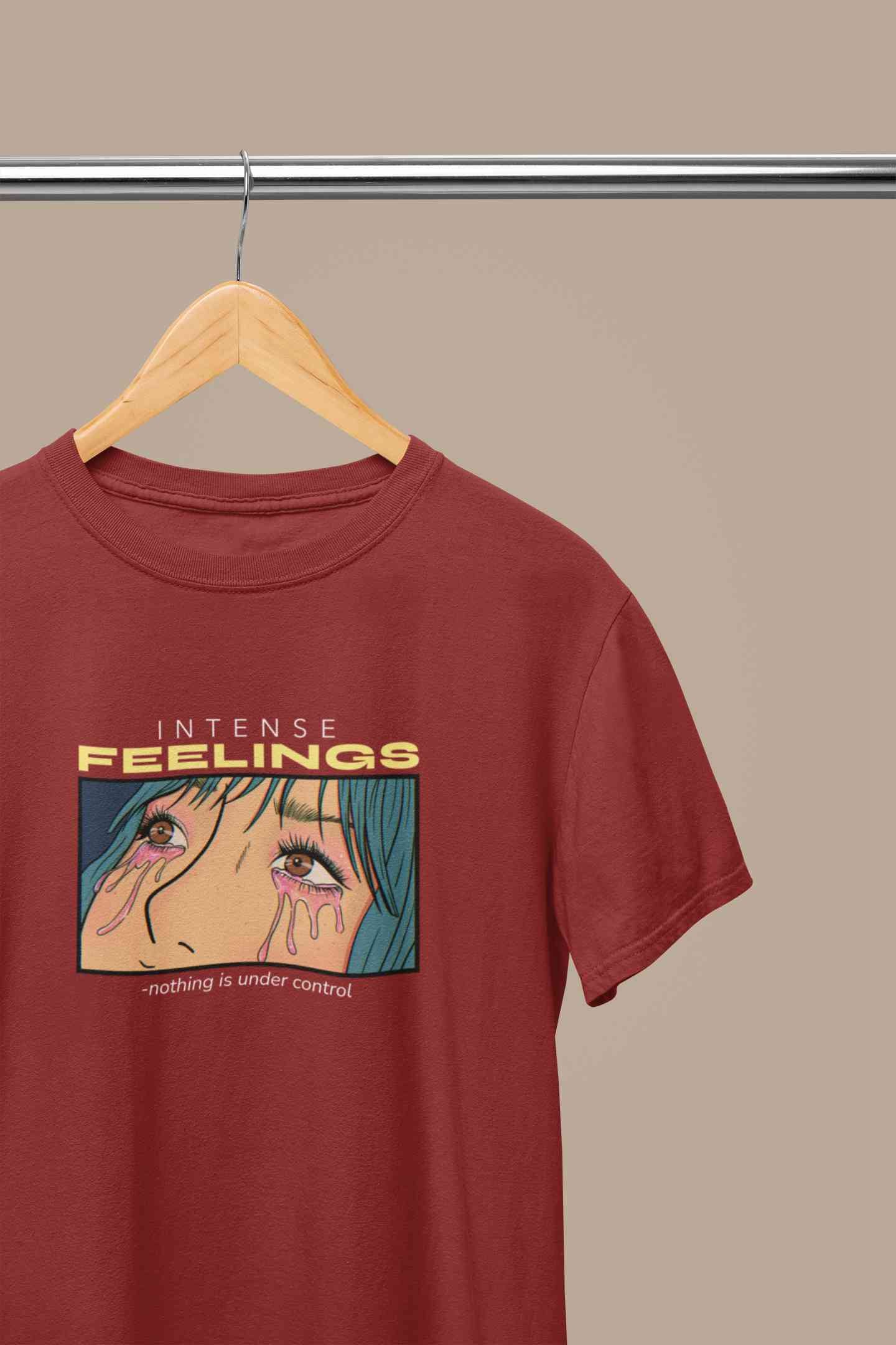 Anime Theme Intense Feelings Quotes Mens Half Sleeves T-shirt- FunkyTeesClub