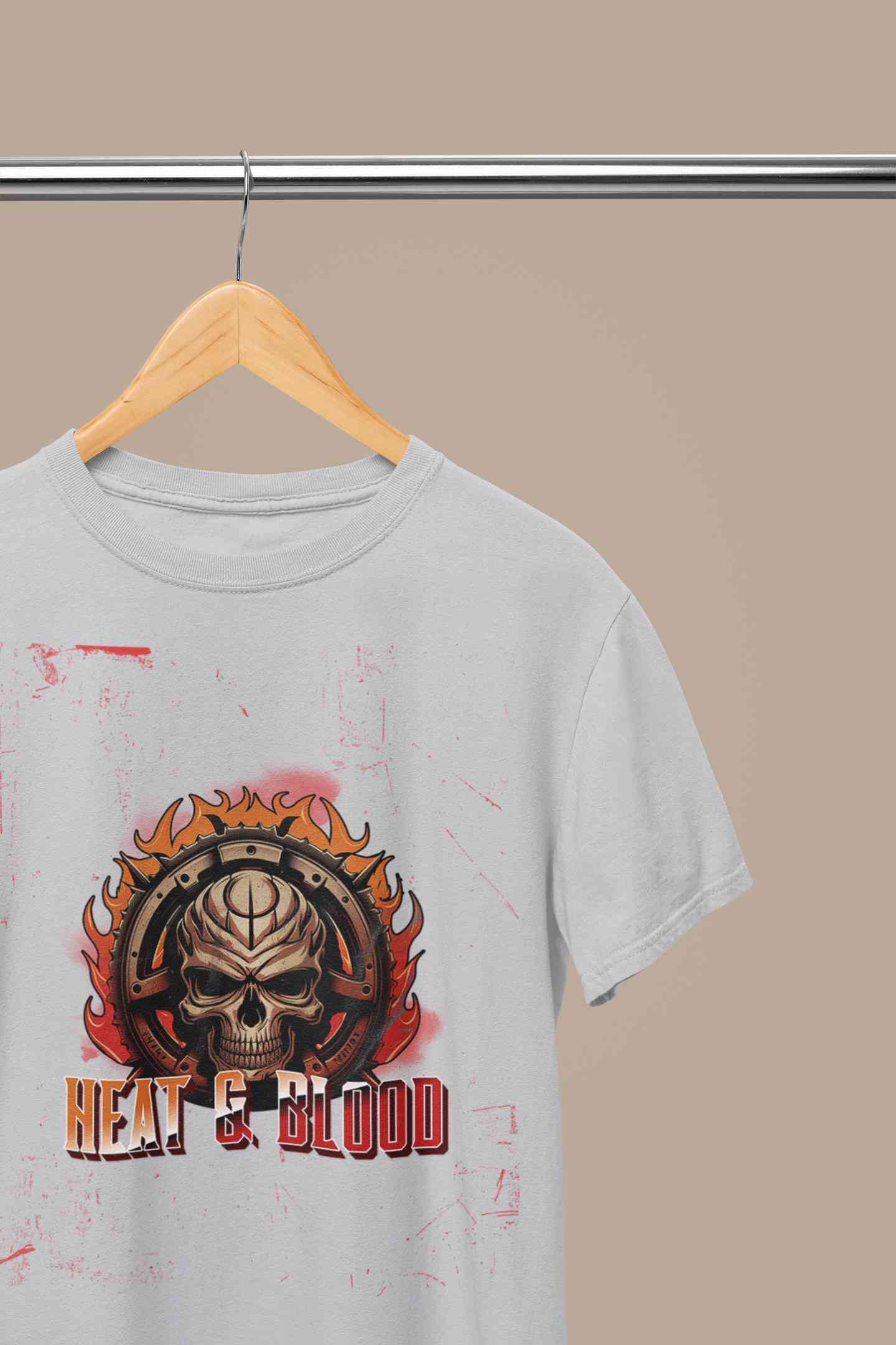 Flaming Skull Mens Half Sleeves T-shirt- FunkyTeesClub