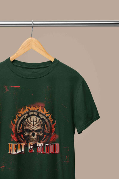 Flaming Skull Mens Half Sleeves T-shirt- FunkyTeesClub