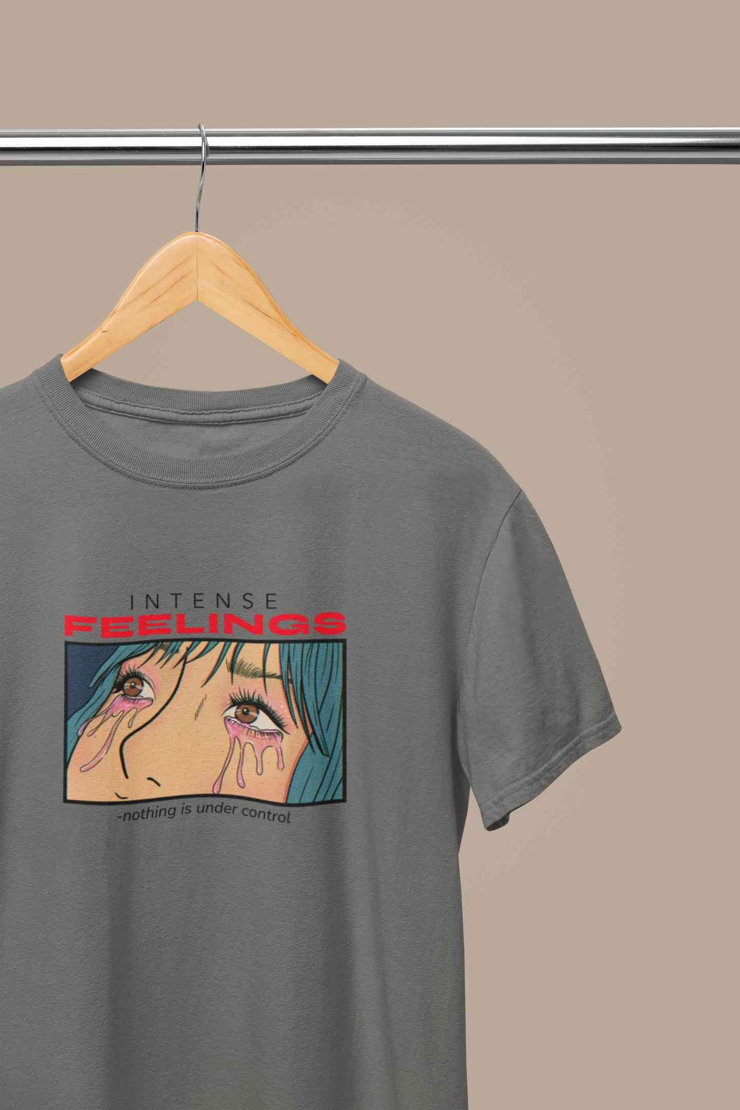 Anime Theme Intense Feelings Quotes Mens Half Sleeves T-shirt- FunkyTeesClub