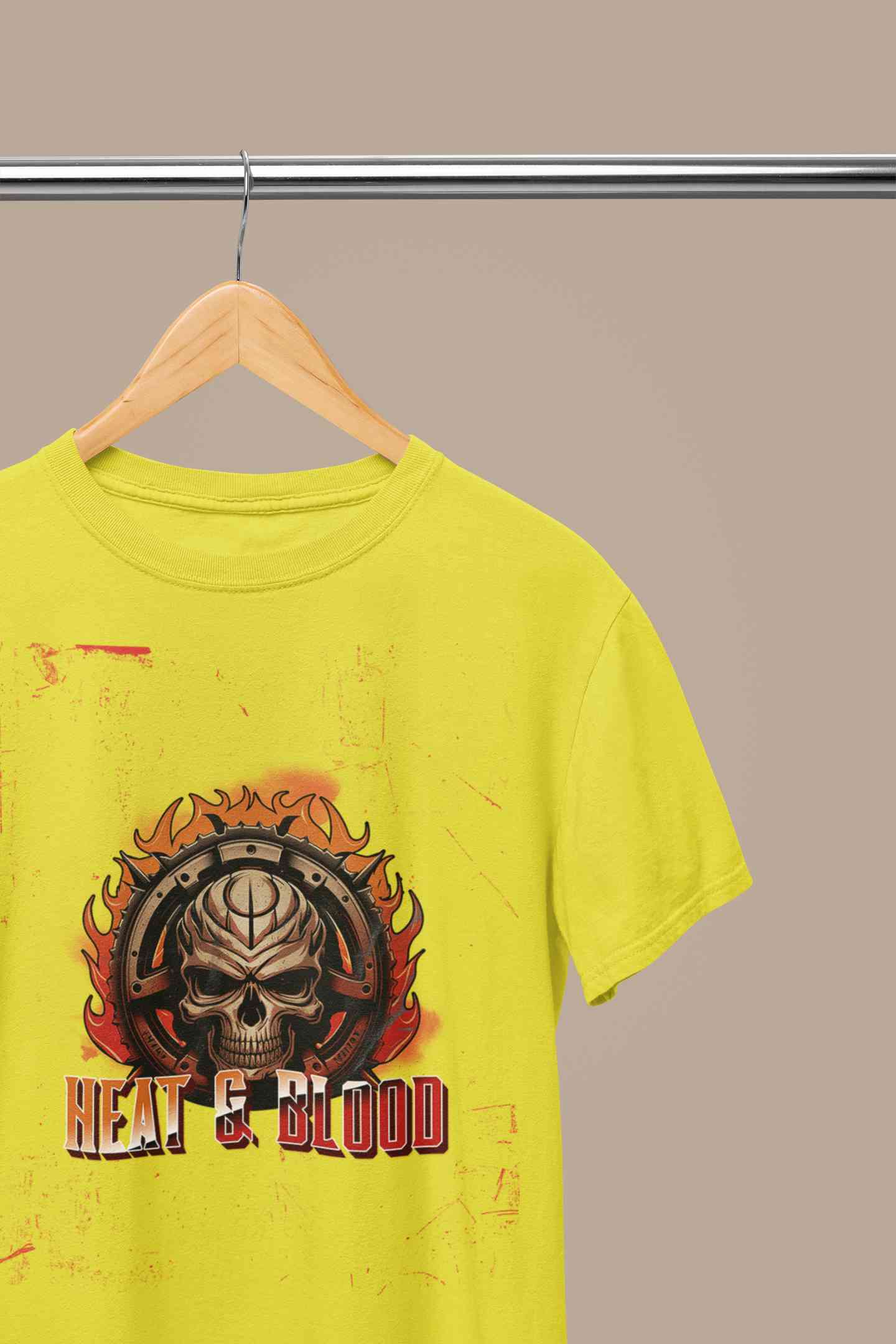 Flaming Skull Mens Half Sleeves T-shirt- FunkyTeesClub