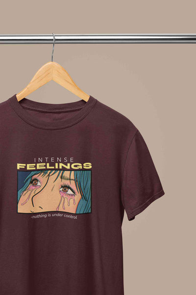 Anime Theme Intense Feelings Quotes Women Half Sleeves T-shirt- FunkyTeesClub