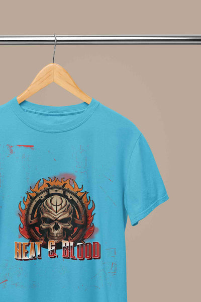 Flaming Skull Mens Half Sleeves T-shirt- FunkyTeesClub