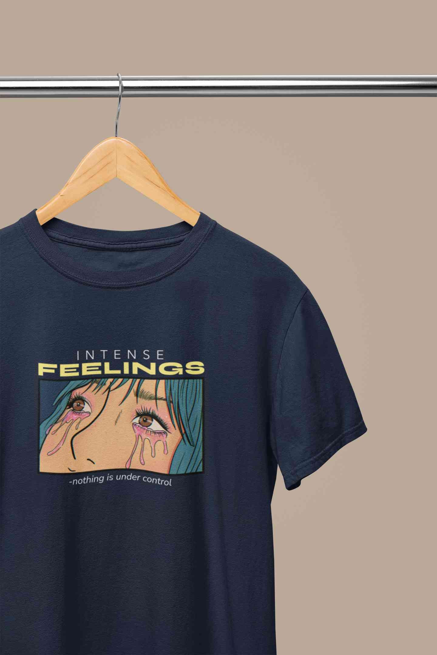 Anime Theme Intense Feelings Quotes Mens Half Sleeves T-shirt- FunkyTeesClub