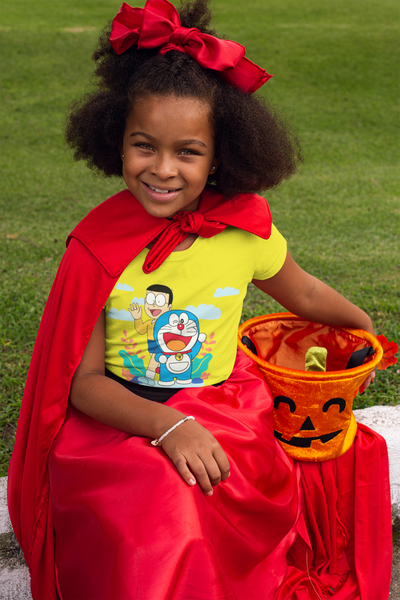 Cute Cartoon Half Sleeves T-Shirt For Girls -FunkyTeesClub