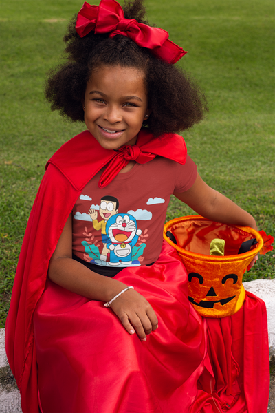 Cute Cartoon Half Sleeves T-Shirt For Girls -FunkyTeesClub