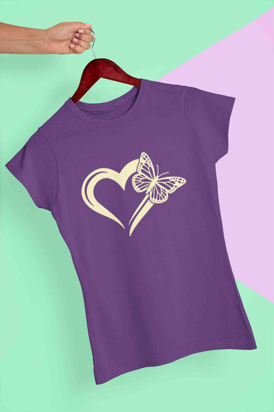 Heart Butterfly Vector Women Half Sleeves T-shirt- FunkyTeesClub
