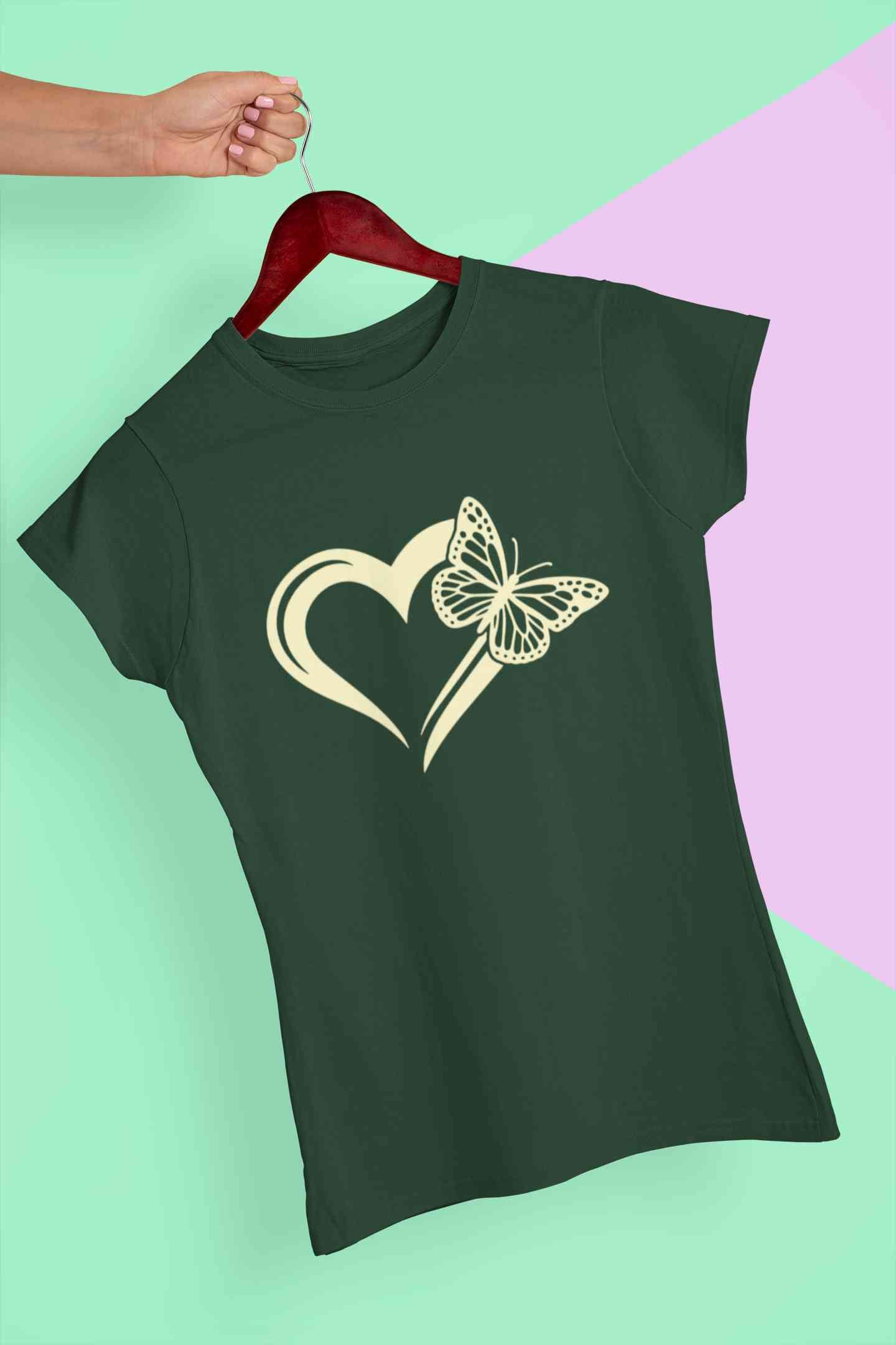 Heart Butterfly Vector Women Half Sleeves T-shirt- FunkyTeesClub