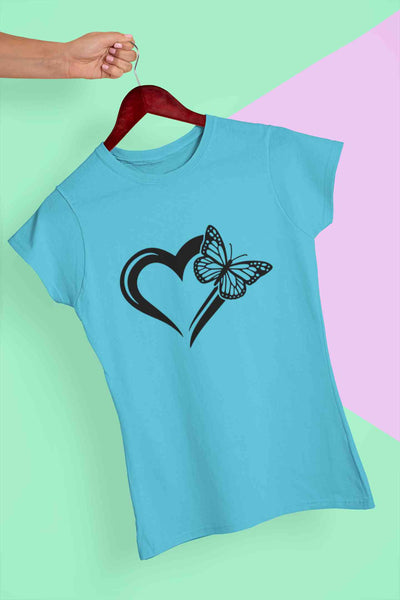 Heart Butterfly Vector Women Half Sleeves T-shirt- FunkyTeesClub