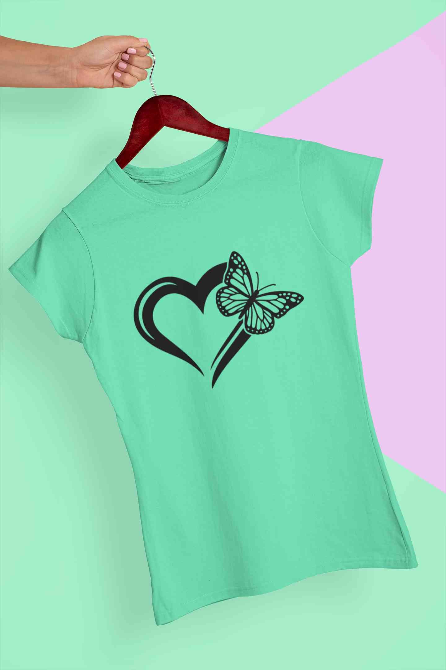 Heart Butterfly Vector Women Half Sleeves T-shirt- FunkyTeesClub