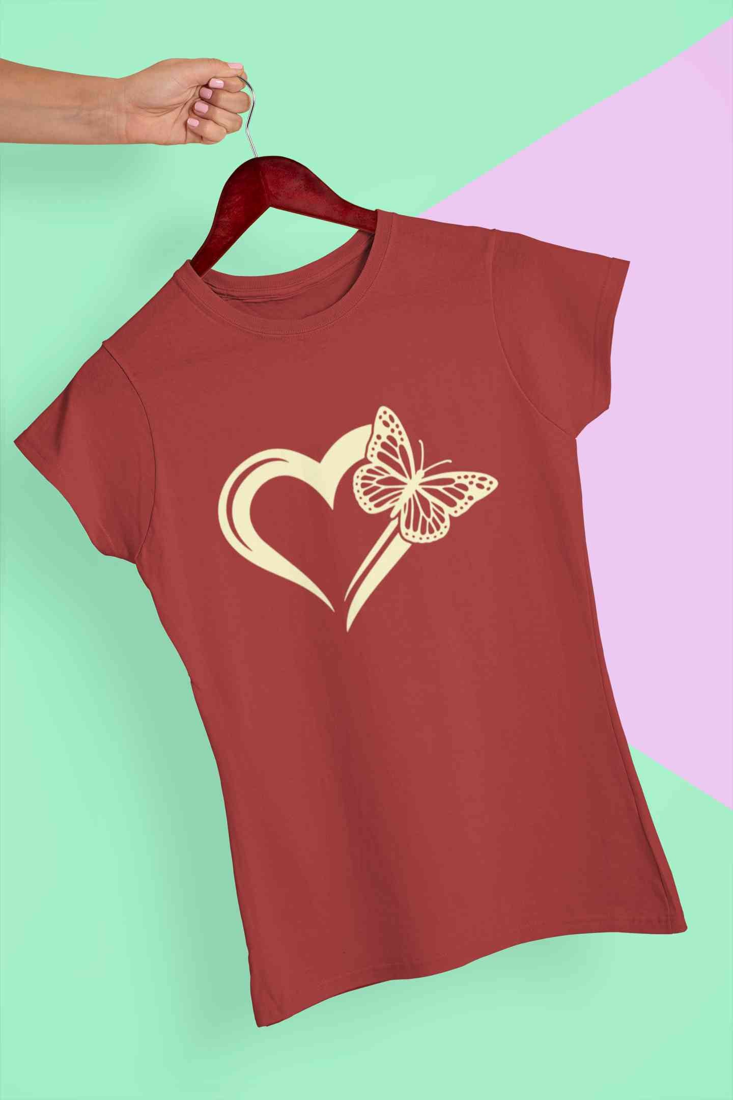 Heart Butterfly Vector Women Half Sleeves T-shirt- FunkyTeesClub
