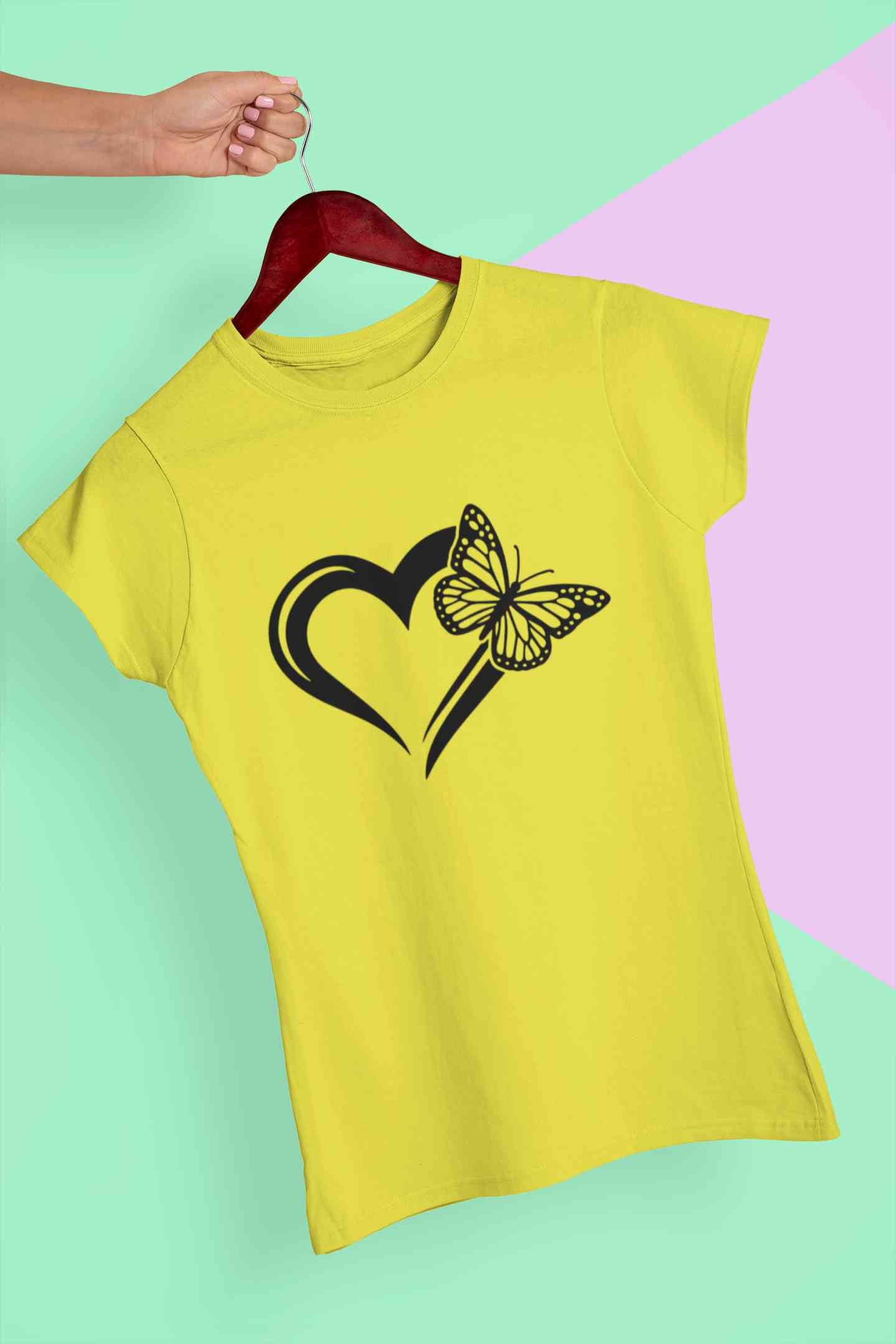 Heart Butterfly Vector Women Half Sleeves T-shirt- FunkyTeesClub
