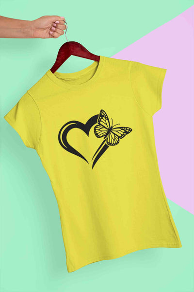 Heart Butterfly Vector Women Half Sleeves T-shirt- FunkyTeesClub