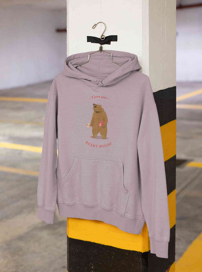 I Love You Beary Much Cartoon Graphics Quotes Hoodies for Women-FunkyTeesClub