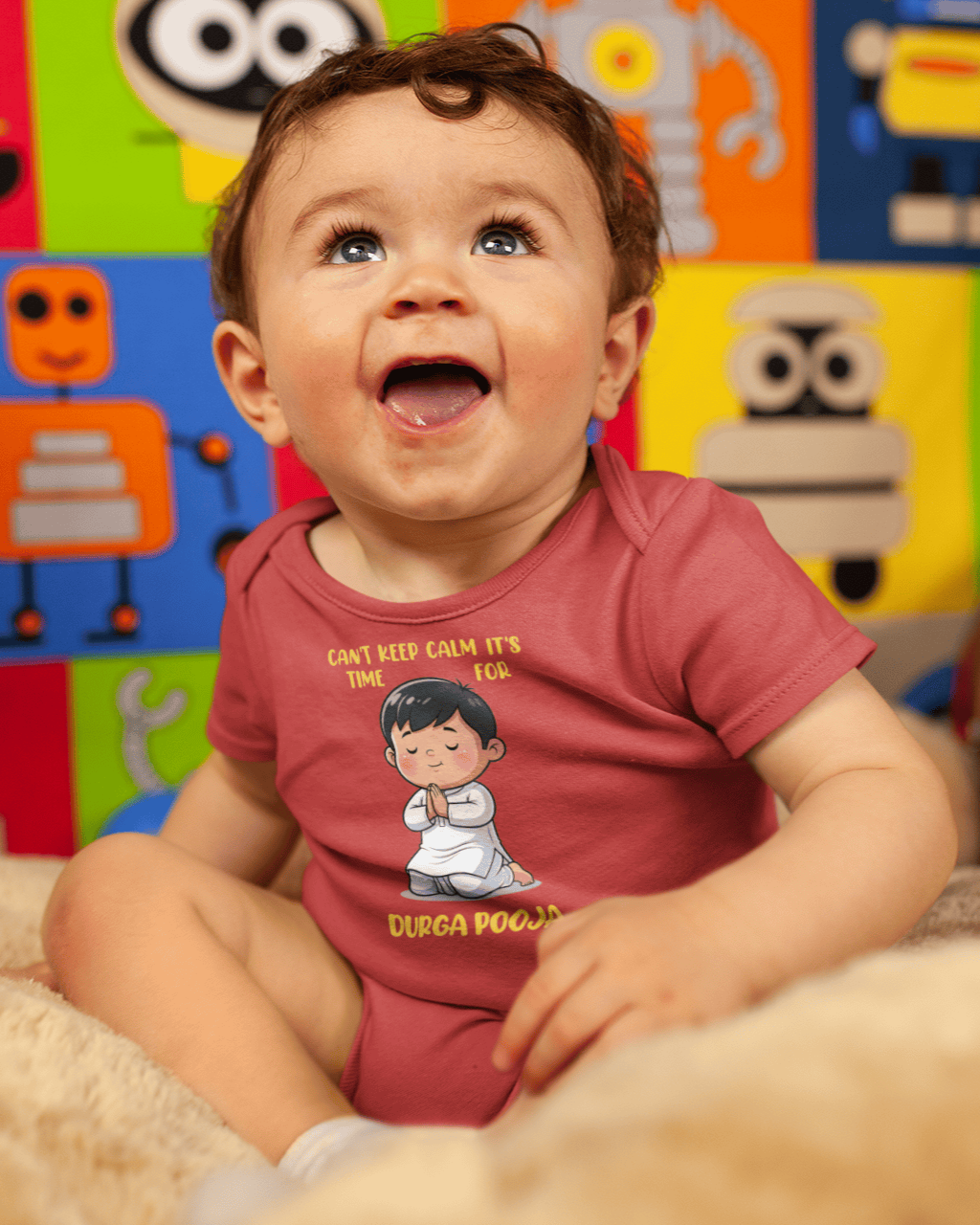 Can't Keep Calm It's Time For Durga Pooja Rompers for Baby Boy- FunkyTeesClub