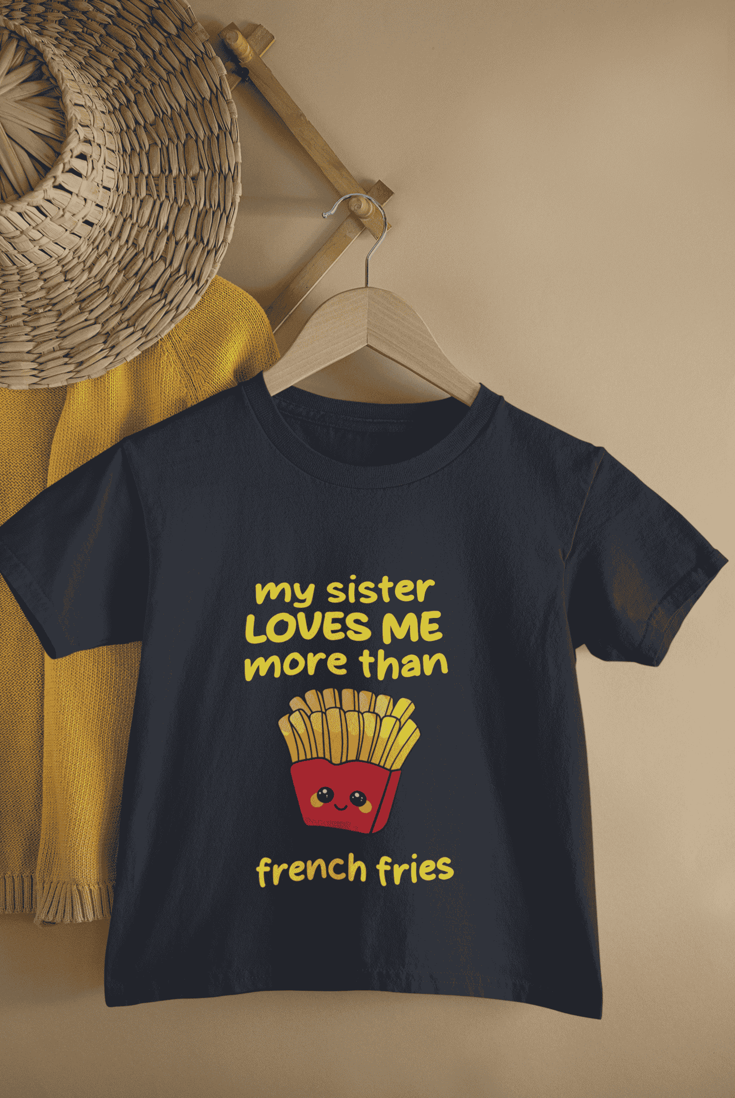 My Sister Loves Me More Than French Fries Rakshabandhan Half Sleeves T-Shirt for Boys -FunkyTeesClub