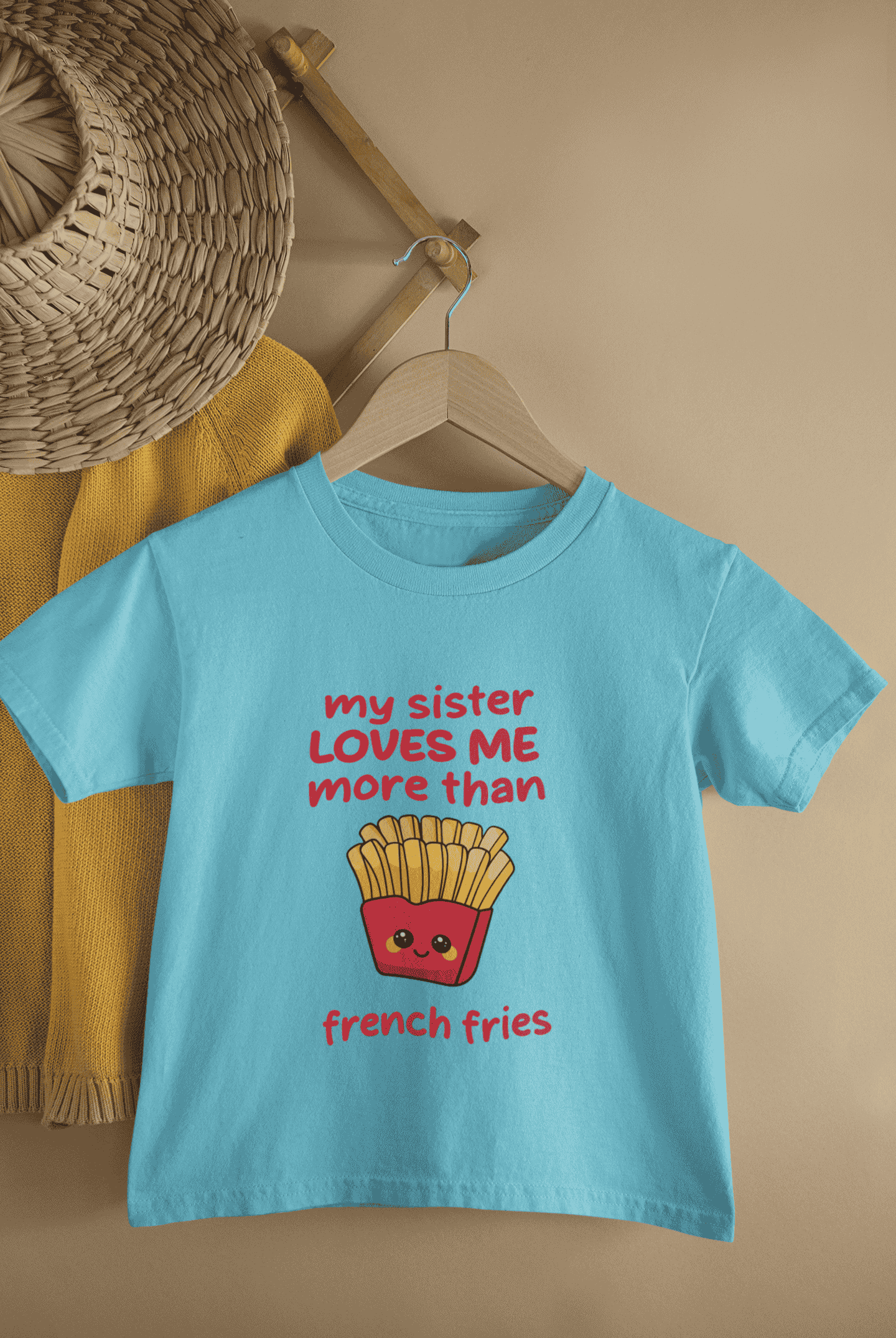 My Sister Loves Me More Than French Fries Rakshabandhan Half Sleeves T-Shirt for Boys -FunkyTeesClub