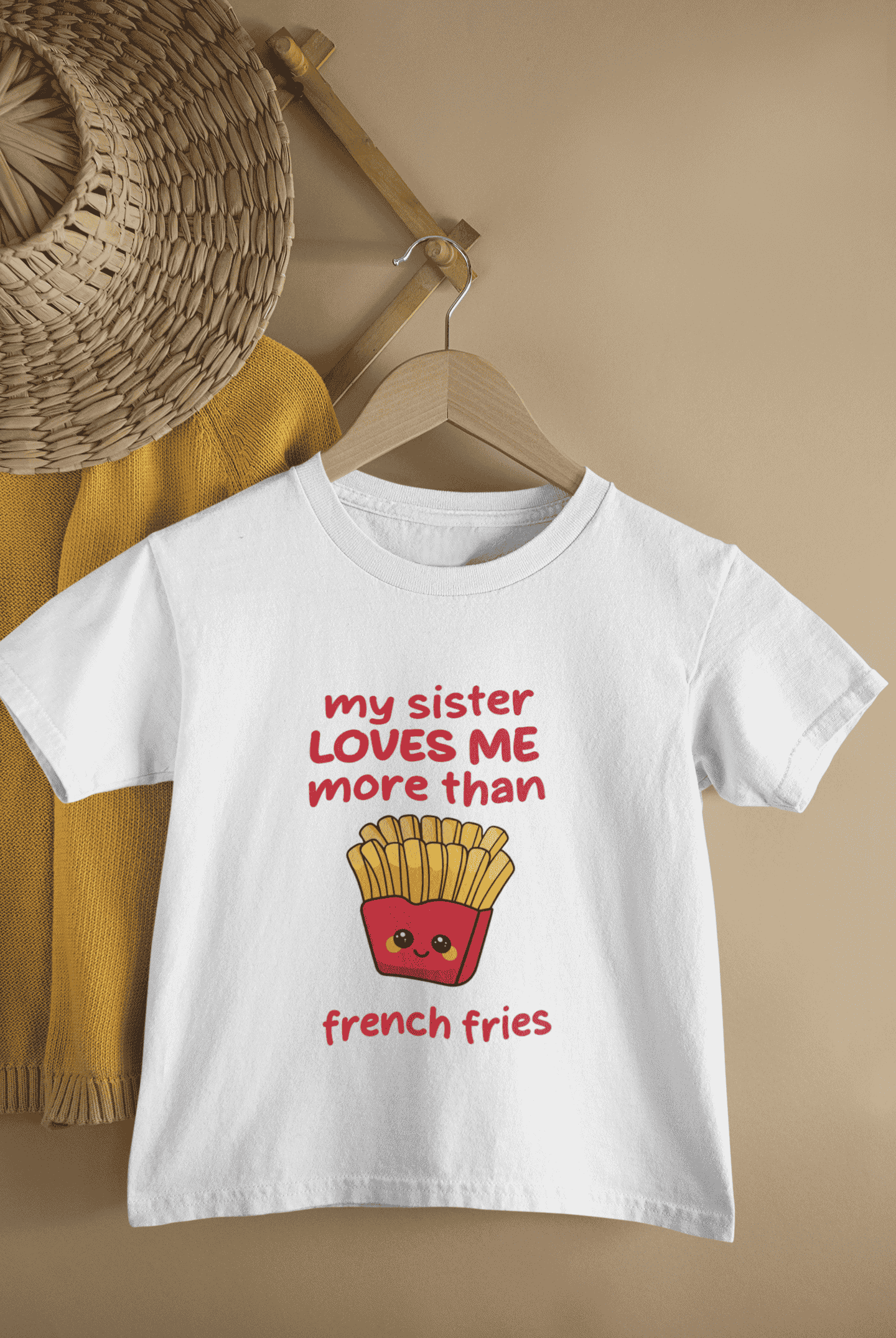 My Sister Loves Me More Than French Fries Rakshabandhan Half Sleeves T-Shirt for Boys -FunkyTeesClub