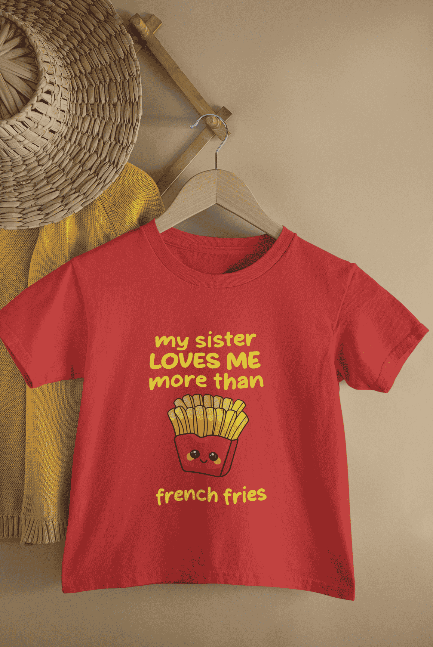 My Sister Loves Me More Than French Fries Rakshabandhan Half Sleeves T-Shirt for Boys -FunkyTeesClub