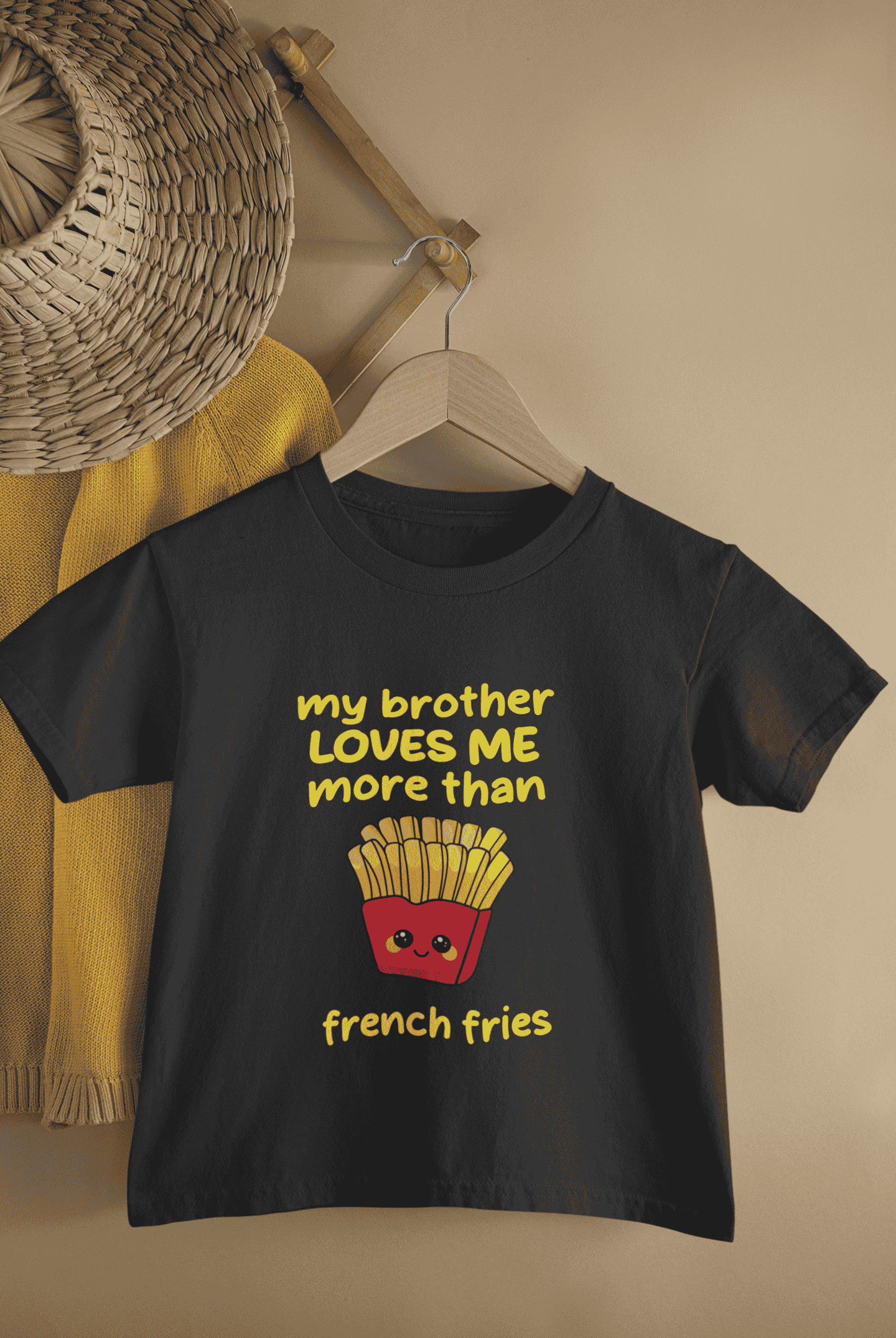 My Brother Loves Me More Than French Fries Rakshabandhan Half Sleeves T-Shirt For Girls -FunkyTeesClub