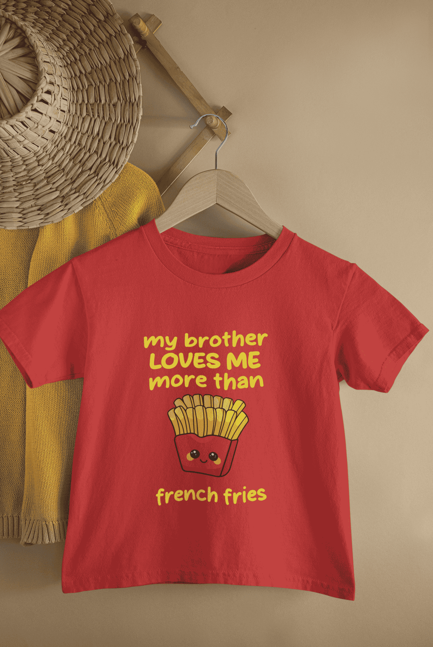 My Brother Loves Me More Than French Fries Rakshabandhan Half Sleeves T-Shirt For Girls -FunkyTeesClub