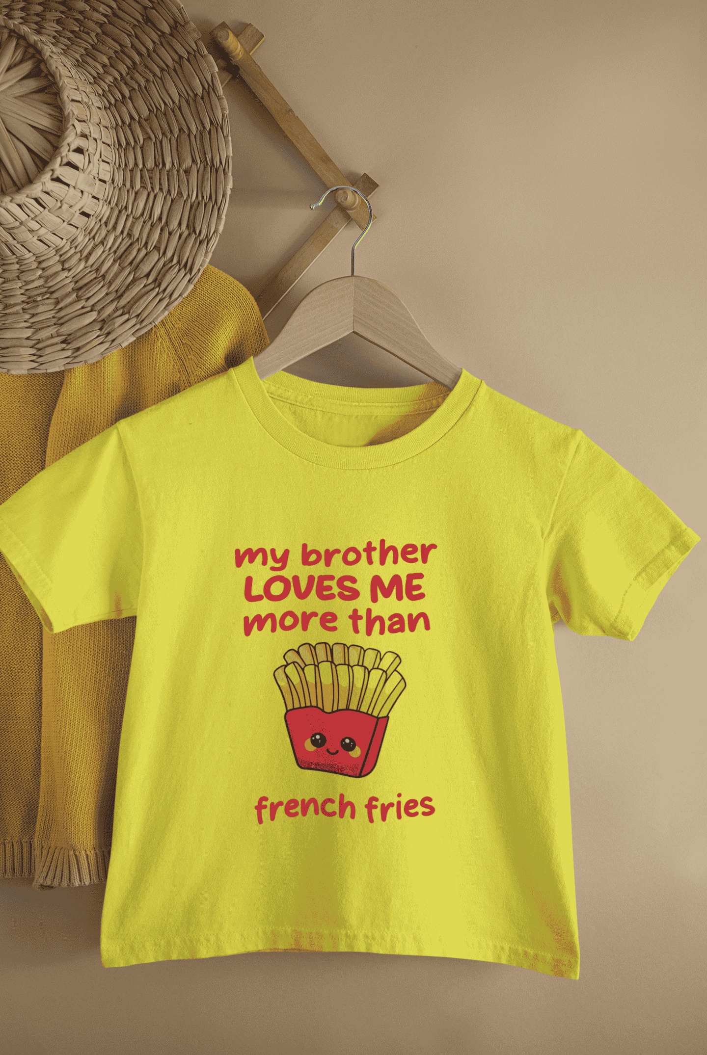 My Brother Loves Me More Than French Fries Rakshabandhan Half Sleeves T-Shirt For Girls -FunkyTeesClub