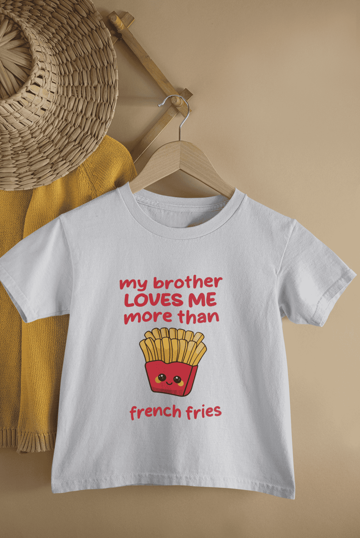 My Brother Loves Me More Than French Fries Rakshabandhan Half Sleeves T-Shirt For Girls -FunkyTeesClub