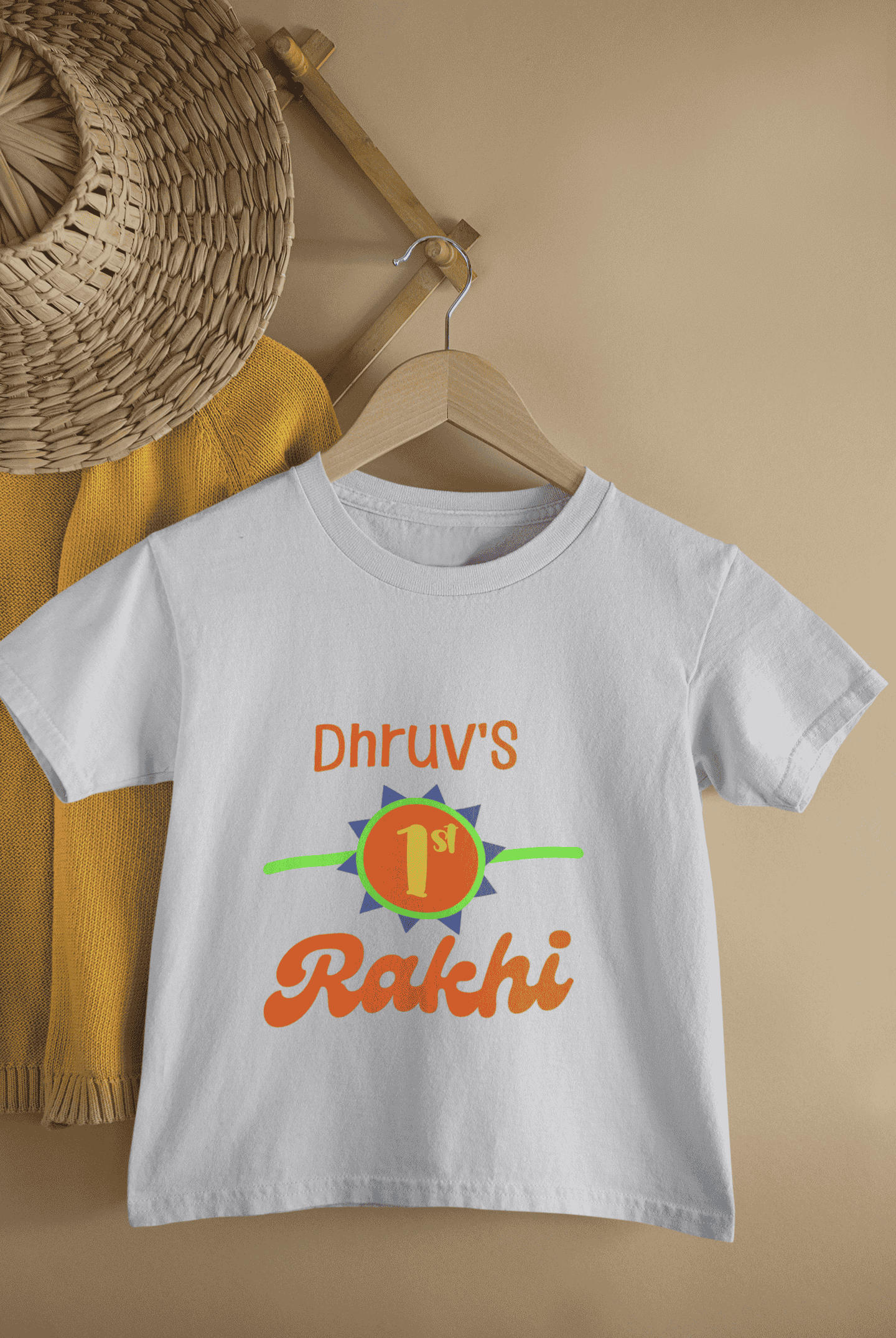 Custom Name My First Rakhi Rakshabandhan Half Sleeves T-Shirt for Boys -FunkyTeesClub