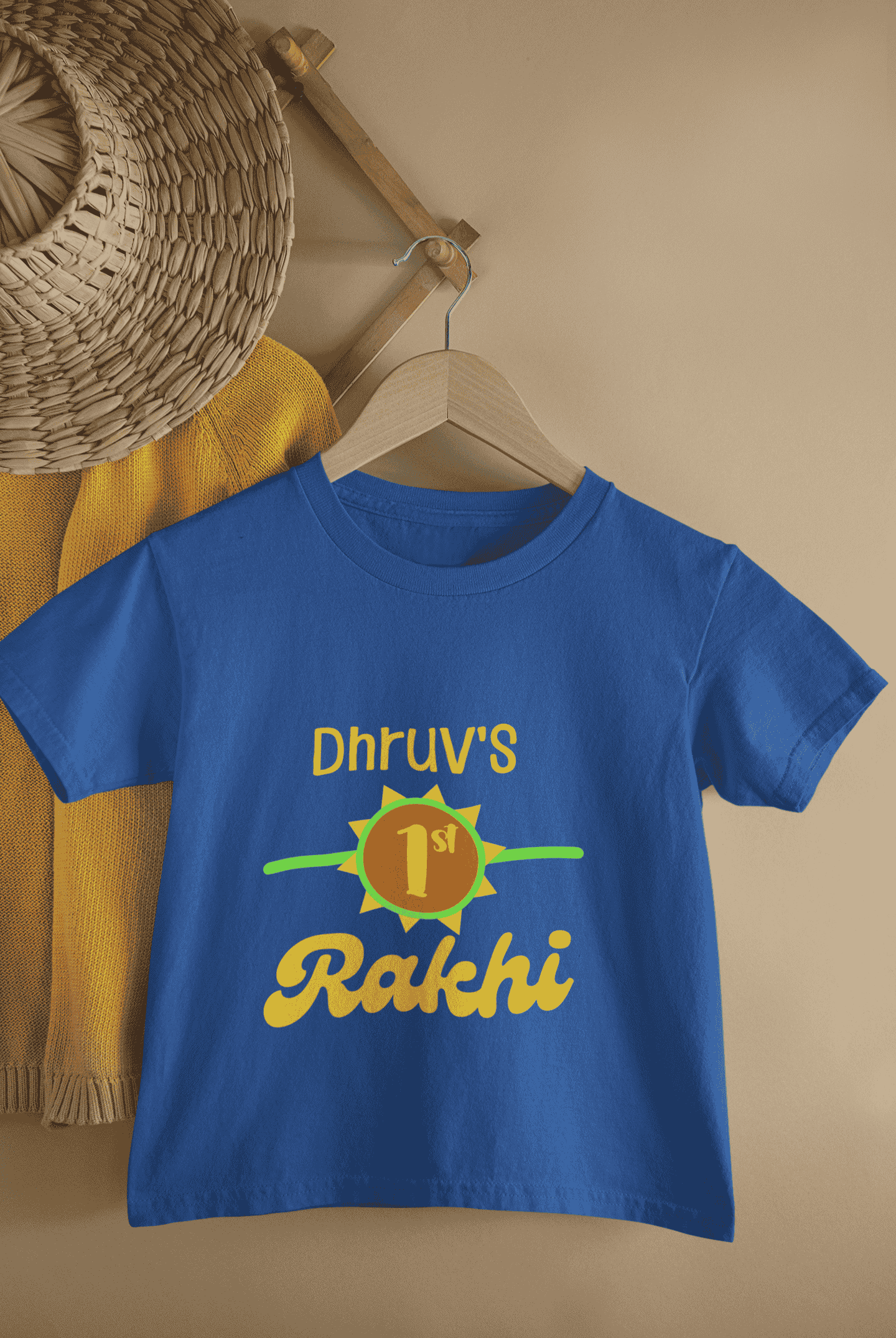 Custom Name My First Rakhi Rakshabandhan Half Sleeves T-Shirt for Boys -FunkyTeesClub