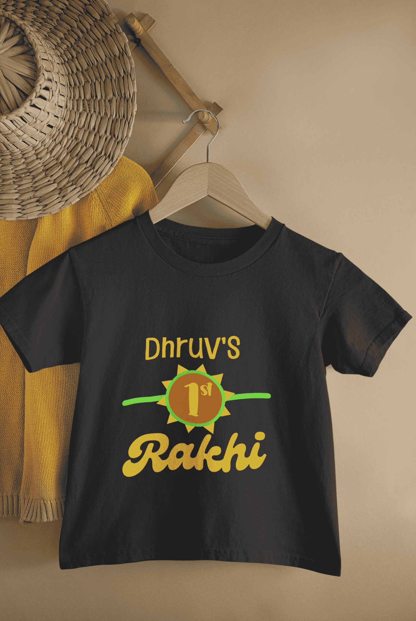 Custom Name My First Rakhi Rakshabandhan Half Sleeves T-Shirt for Boys -FunkyTeesClub
