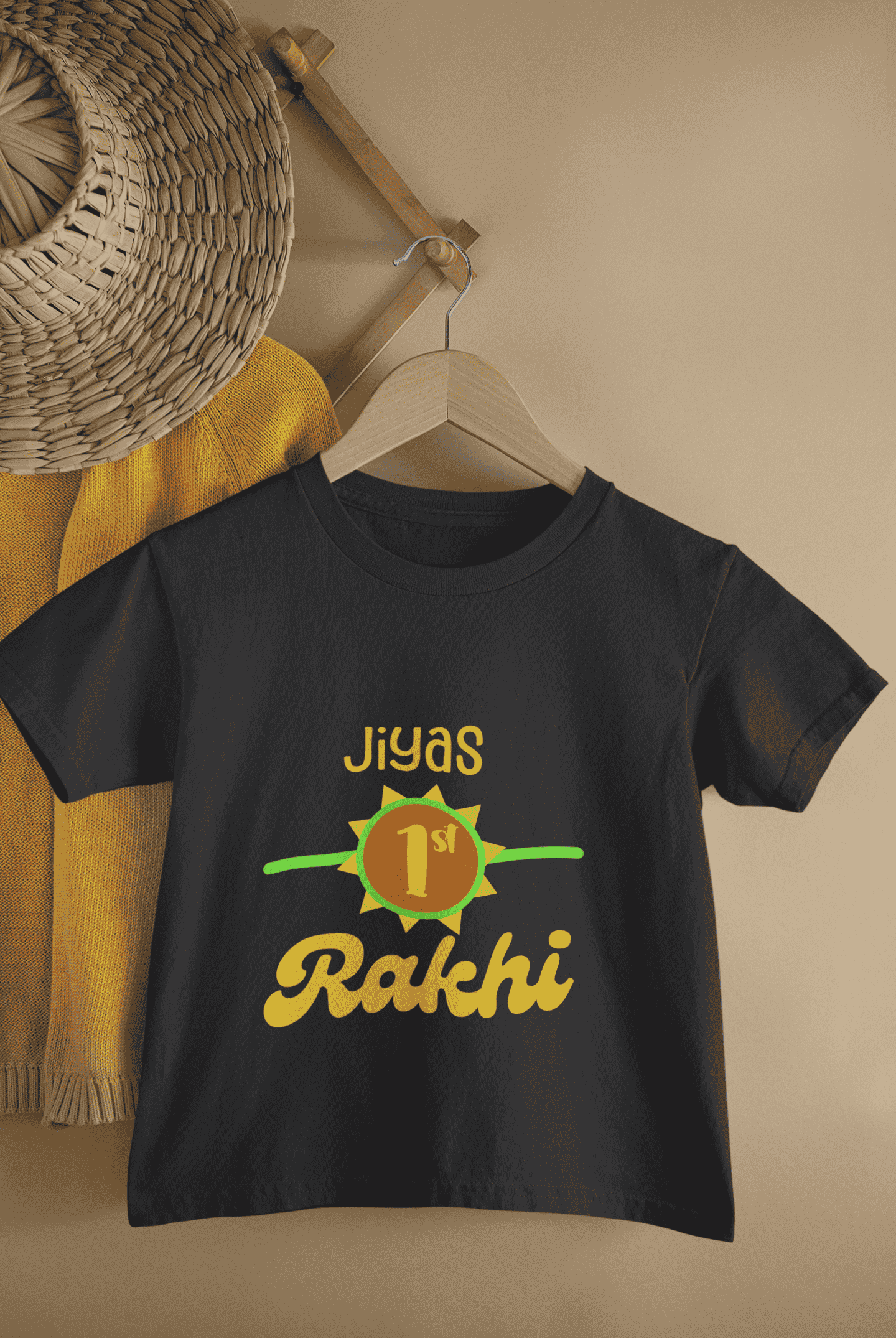 Custom Name My First Rakhi Rakshabandhan Half Sleeves T-Shirt For Girls -FunkyTeesClub