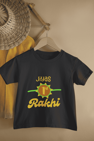 Custom Name My First Rakhi Rakshabandhan Half Sleeves T-Shirt For Girls -FunkyTeesClub