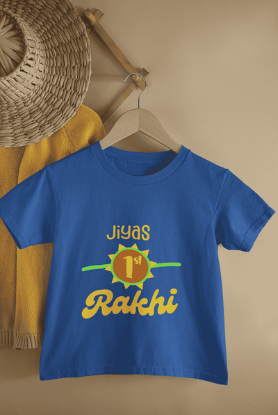 Custom Name My First Rakhi Rakshabandhan Half Sleeves T-Shirt For Girls -FunkyTeesClub