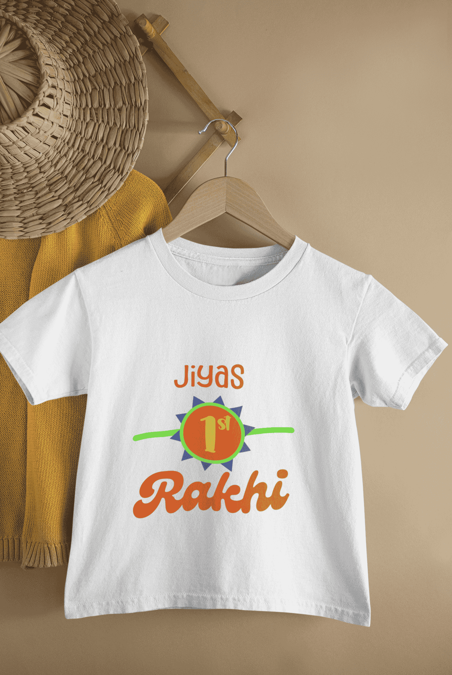 Custom Name My First Rakhi Rakshabandhan Half Sleeves T-Shirt For Girls -FunkyTeesClub