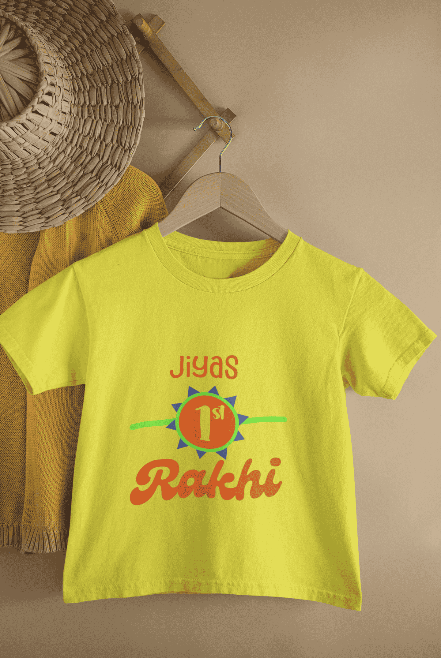Custom Name My First Rakhi Rakshabandhan Half Sleeves T-Shirt For Girls -FunkyTeesClub